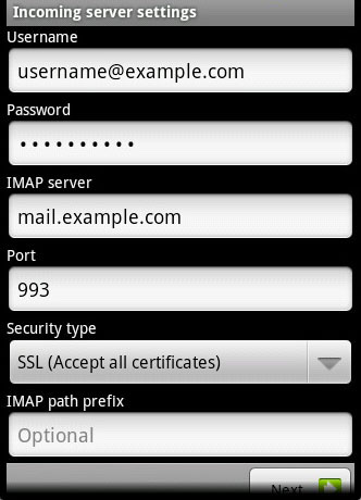 Incoming Settings/Incoming Server Settings Incoming Settings/Incoming Server Settings